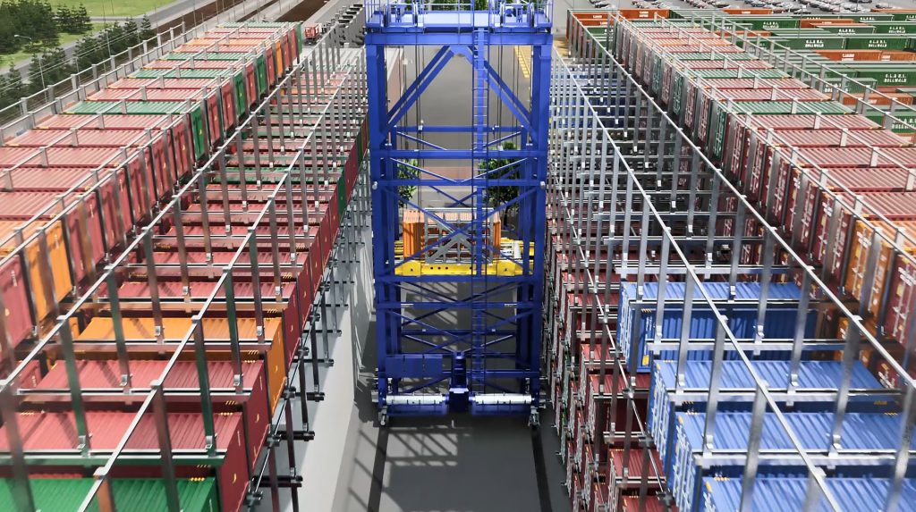  70 Prozent weniger Platzbedarf und deutlich schnellere Durchlaufzeiten: Die Multilevel-Container-Hochregalanlage von Vollert erlaubt den Kapazitätsausbau bestehender Container-Terminals ohne zusätzlichen Flächenbedarf. Und sie ermöglicht den schnellen direkten Zugriff auf alle Container - jederzeit.